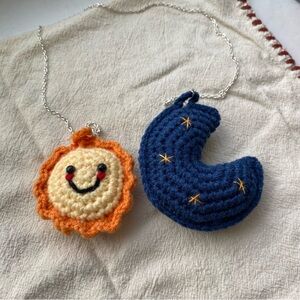 Handmade Crochet Sun and Moon Baby Shower Gift Car Decor Kids Gift Birthday Gift